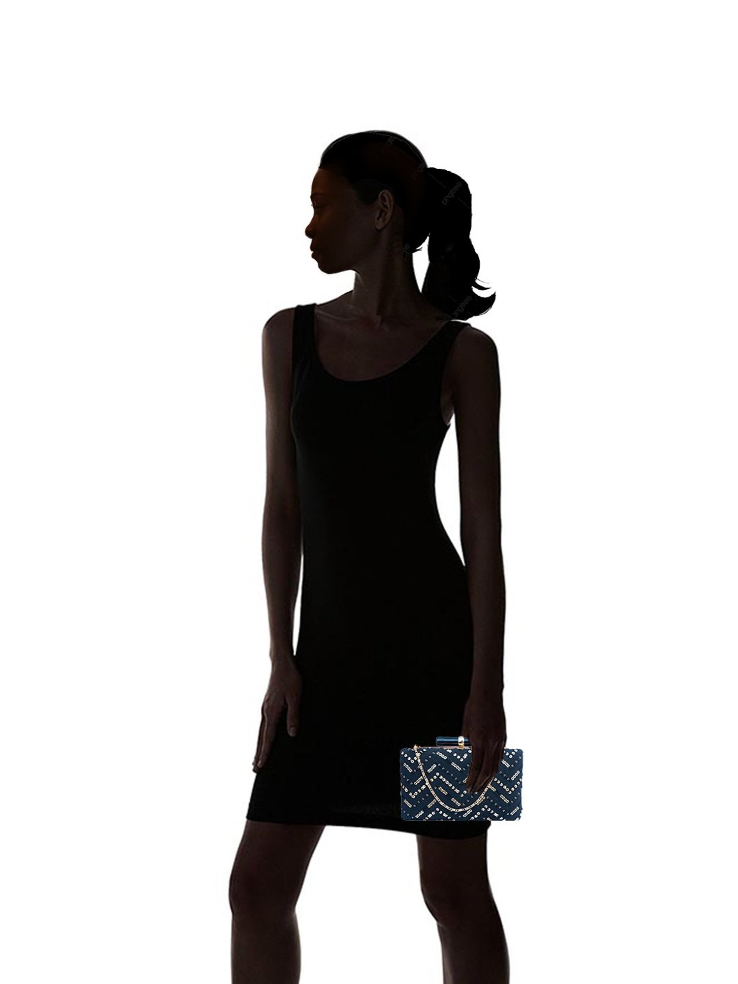 NR by Nidhi Rathi Black Fabric Clutch