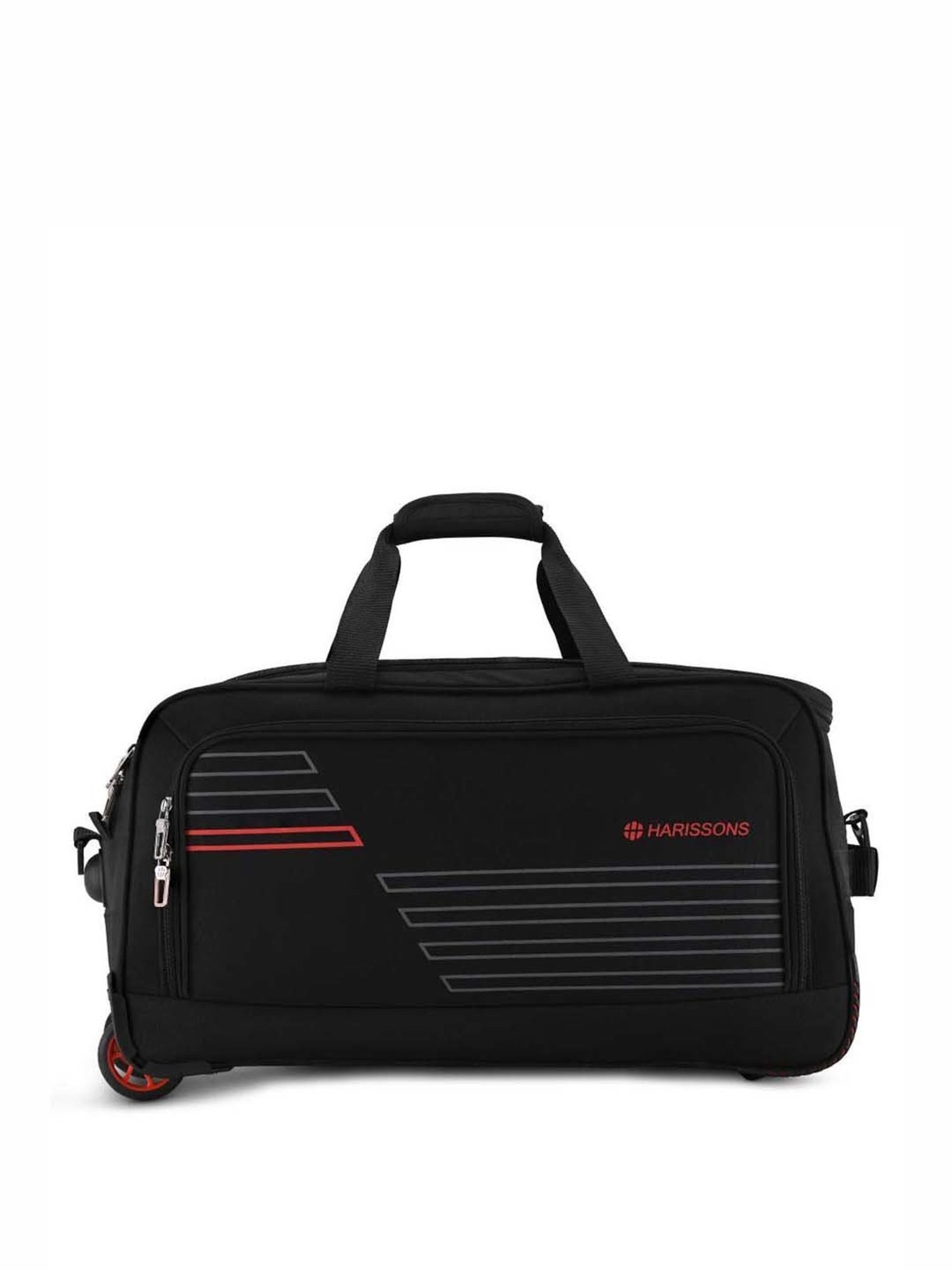 Harissons Eminent Black Polyester Solid Duffle Trolley Bag
