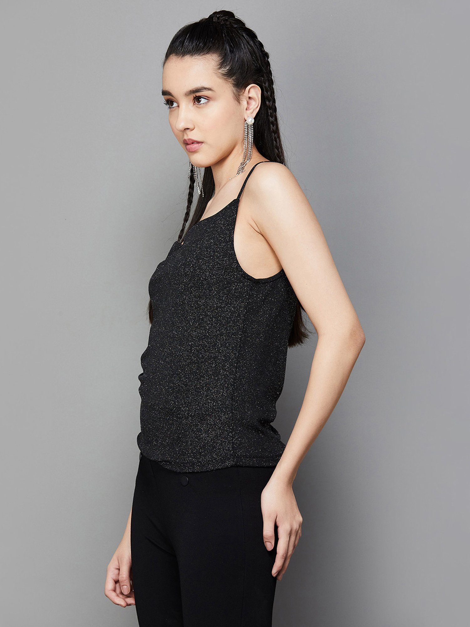 Ginger by Lifestyle Black Printed Top