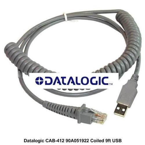 Datalogic 90A051922 CAB-412 SH3314 USB TYPE A OPT- PWR,COILED,9