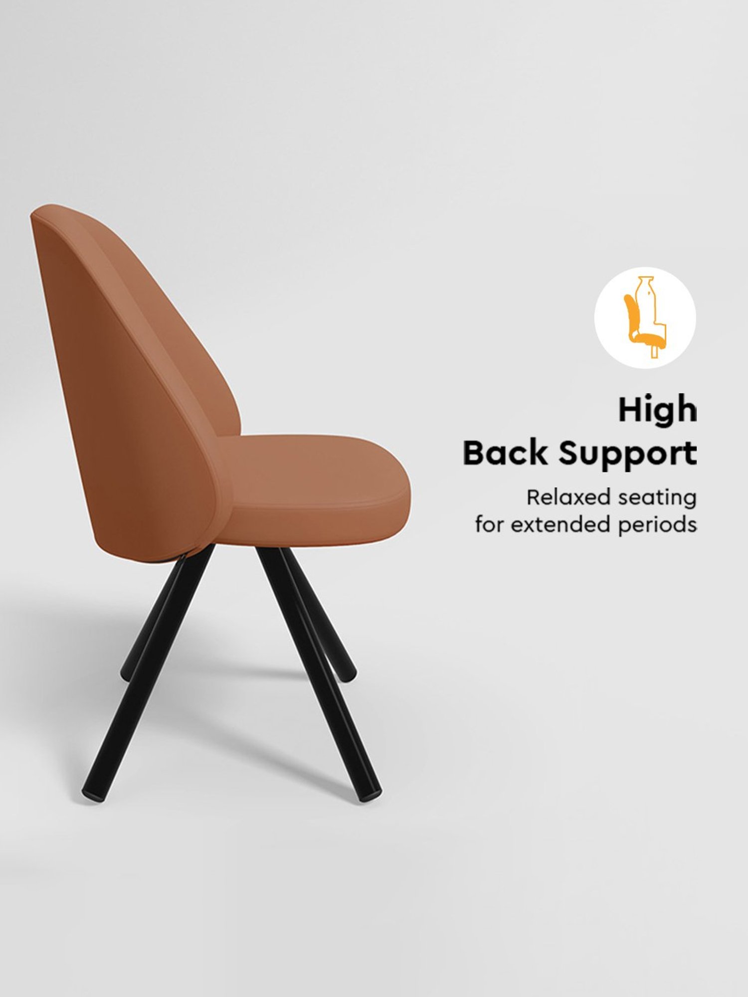 Godrej Interio Fraise Brown Leather Dining Chair (Set of 2)