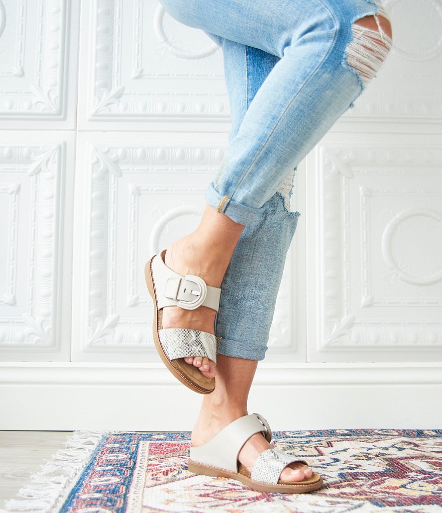 Sofft Braye Leather Snake Print Comfort Footbed Slides