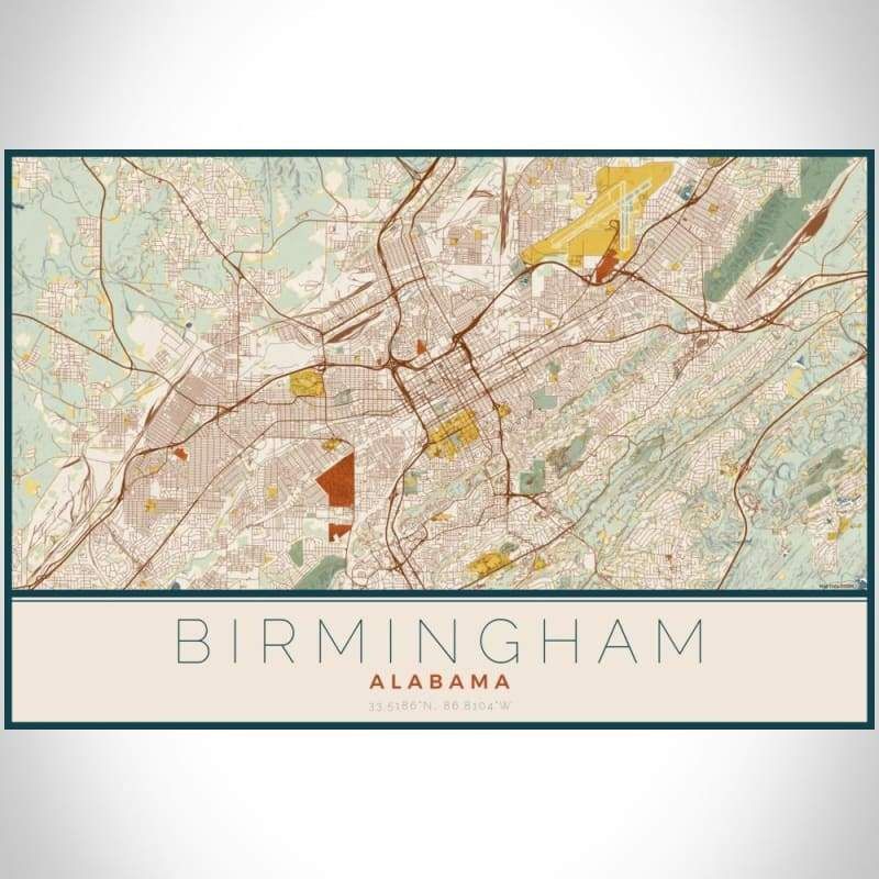Birmingham - Alabama Map Print in Woodblock