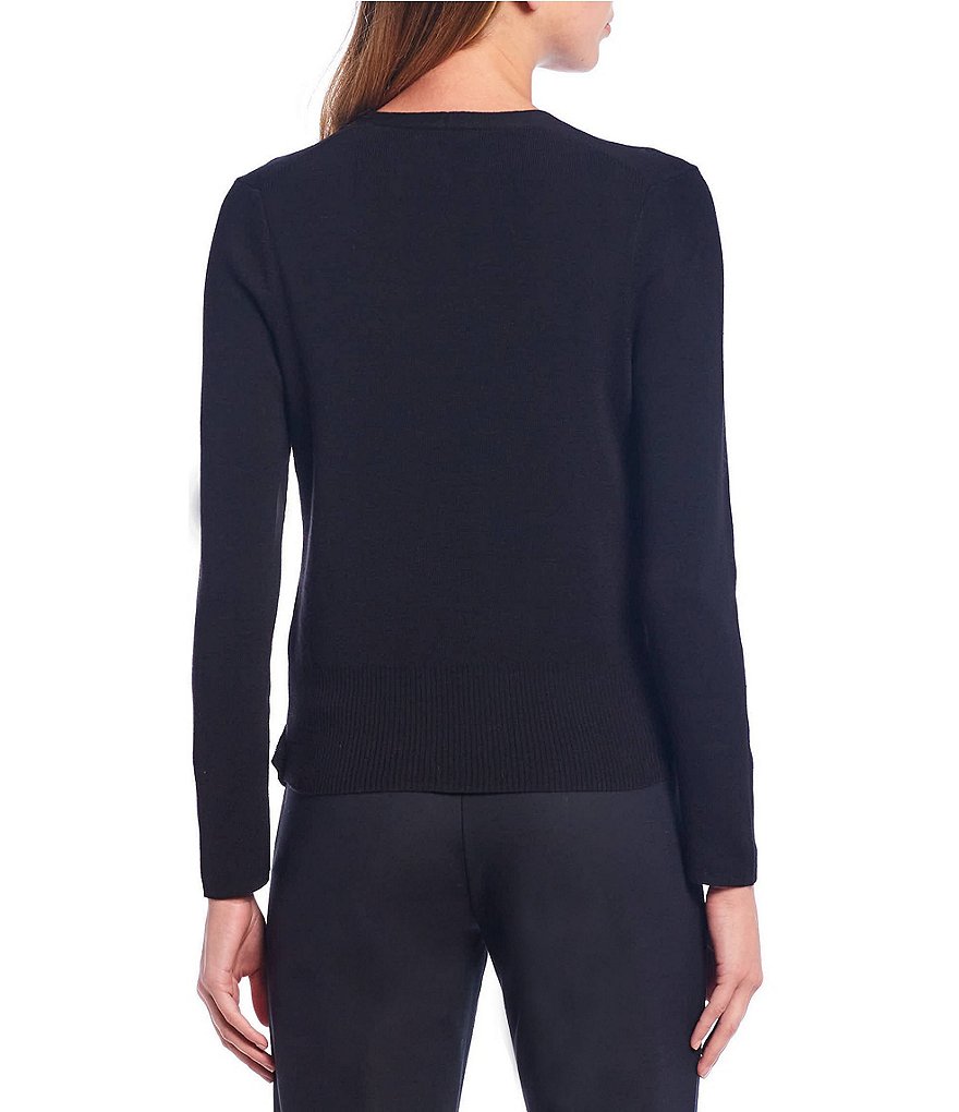 Alex Marie Rosa 3/4 Sleeve Button Front Round Neck Cardigan