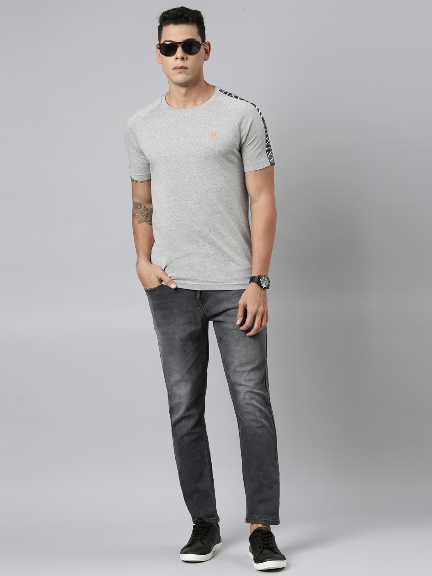 Dixcy Scott Maximus Grey Cotton Regular Fit T-Shirt