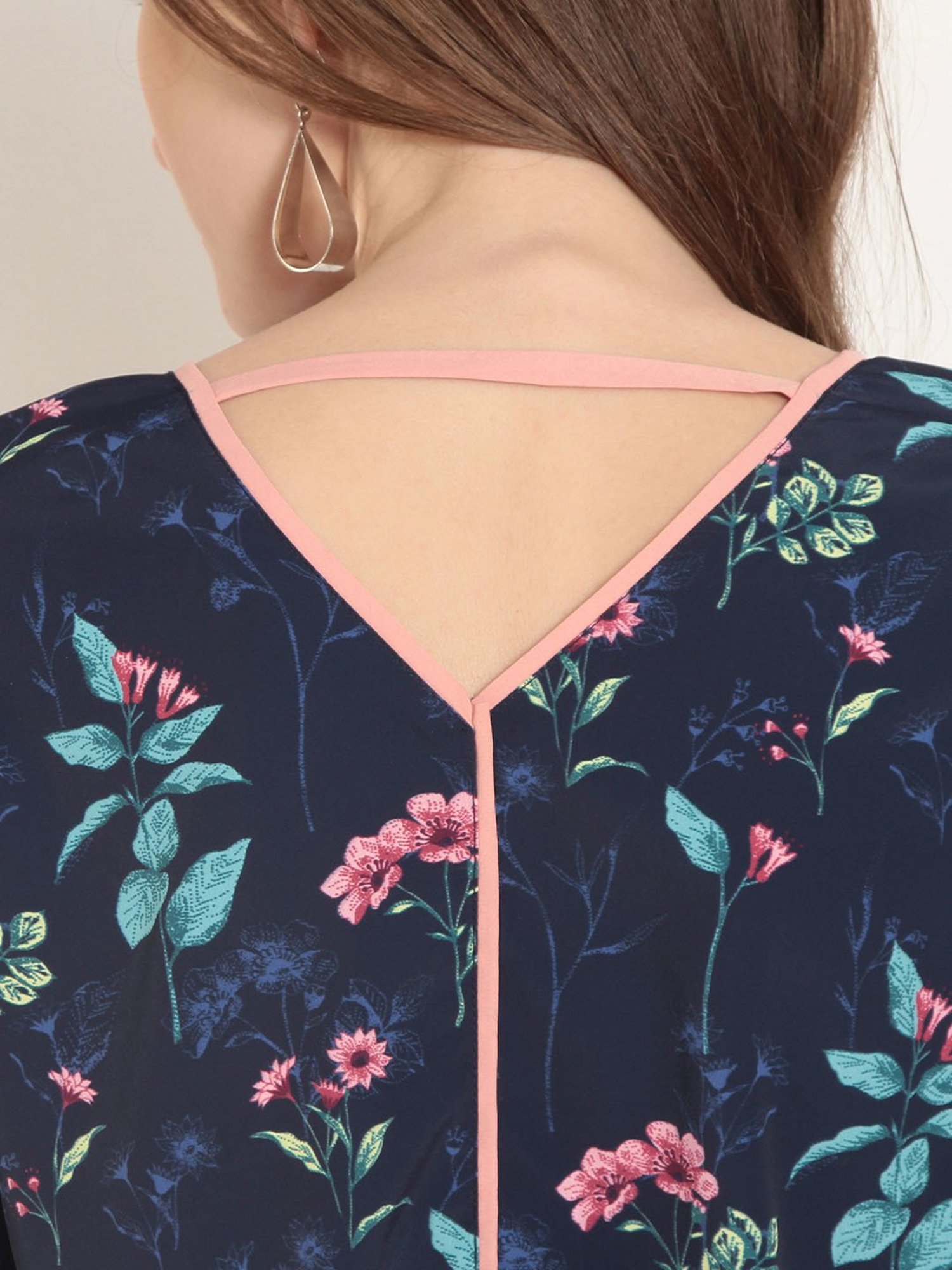 Marie Claire Navy Floral Print Top