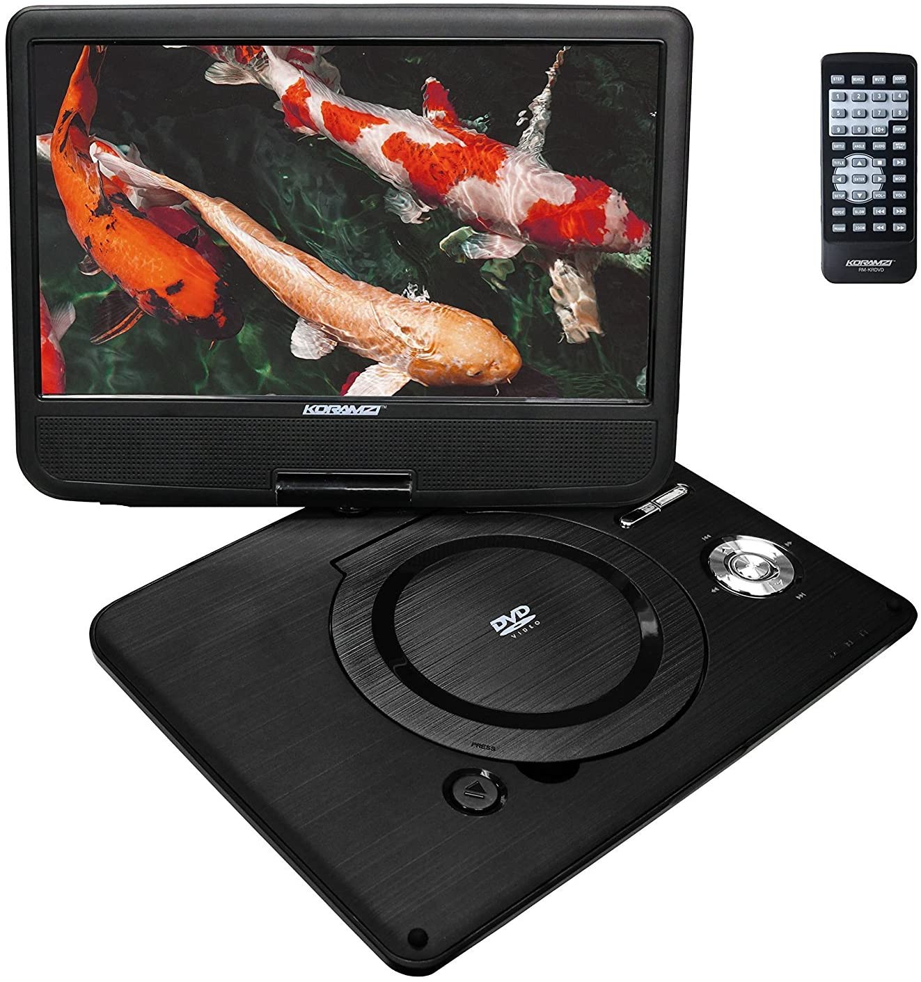 Koramzi PDVD-1010 Portable 10" DVD Player with Rechargeable Battery / USB / AV Out / Headphone Jack / Remote Control (Black) - New