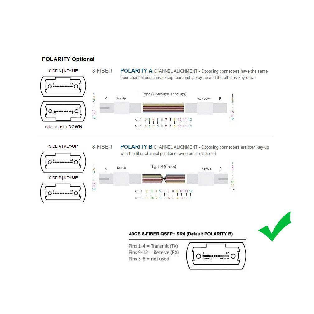 MPO-MPO Patch Cord, OM3 Multimode Fiber, 8-core Fiber for QSFP+ Transceivers, 10-Meter, 10 Packs