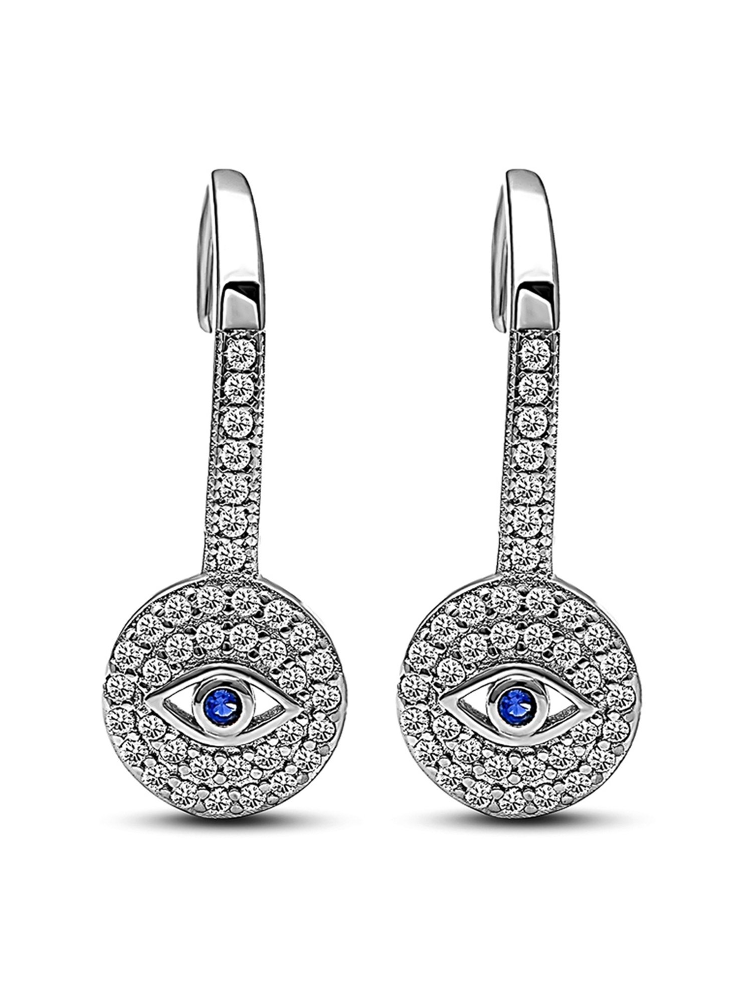 Silberry 92.5 Sterling Silver Evil Eye Drop Earrings for Women
