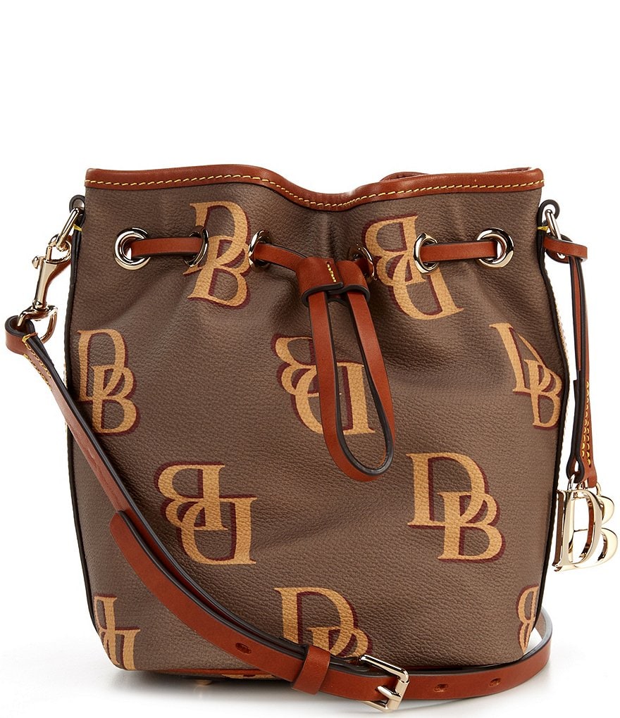 Dooney & Bourke Signature Monogrammed Collection Small Drawstring Bucket Bag