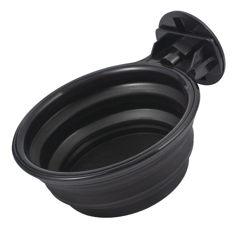 Zodaca Collapsible Dog Crate Bowl, Hanging Silicone Pet Water Food Feeder Cage Coop Cup for Cat Bird, Black