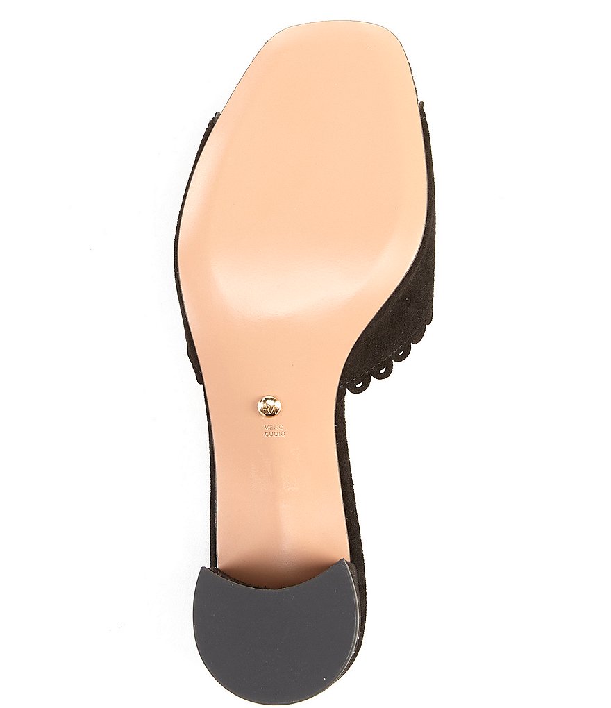 Pelle Moda Rayna Suede Scalloped Block Heel Slides