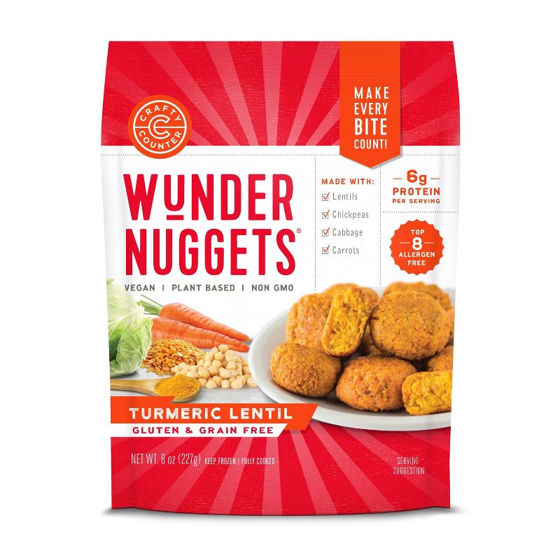 Crafty Counter Gluten Free Frozen Tumeric Lentil Wunder Nuggets - 8oz