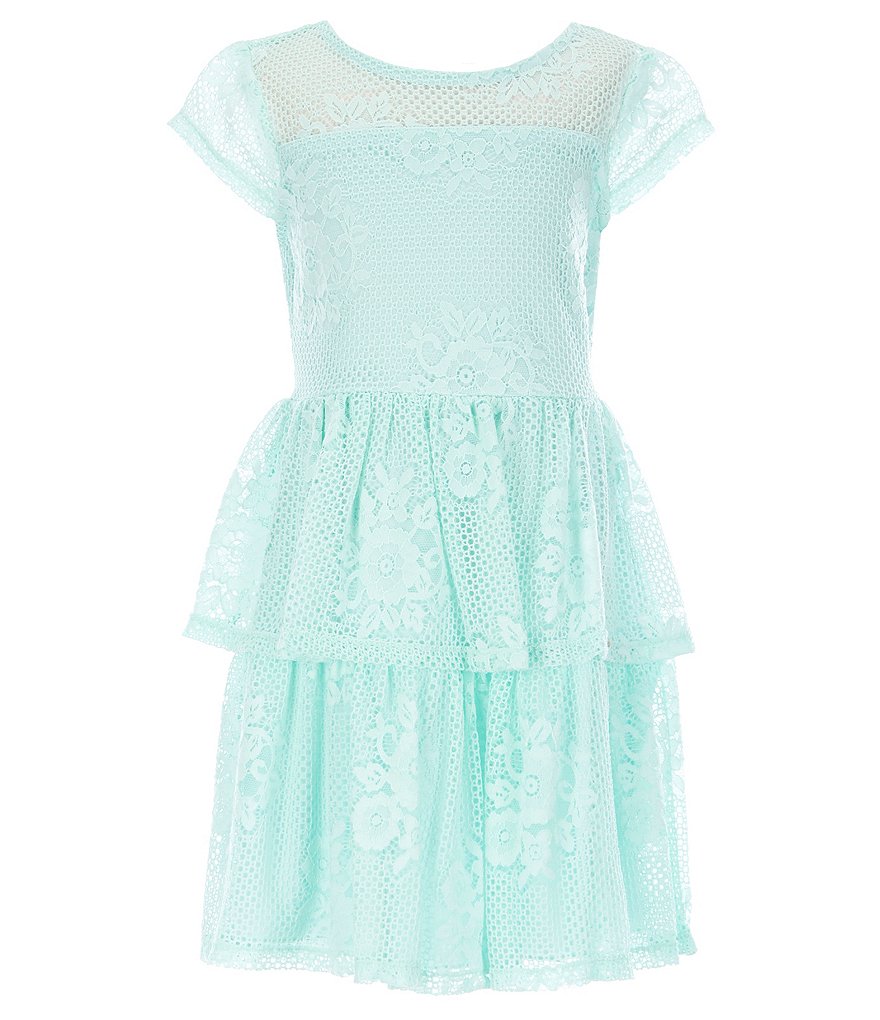 Poppies and Roses Big Girls 7-16 Flutter-Sleeve Double Hem Fit-And-Flare Dress