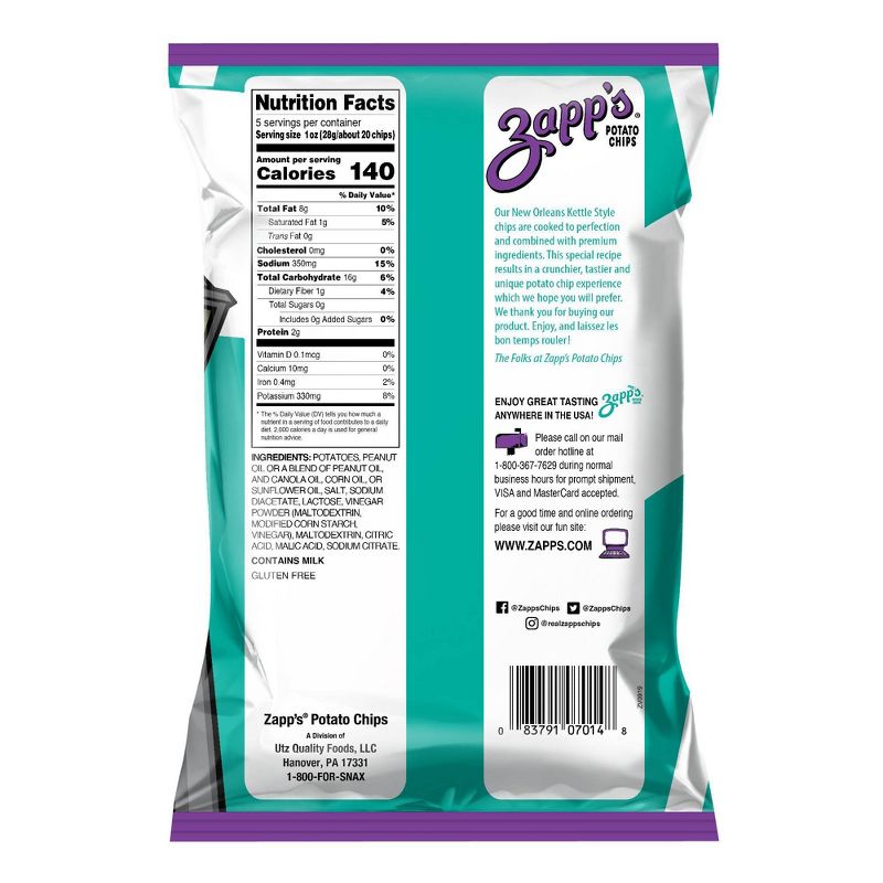 Zapp's New Orleans Kettle Style Salt & Vinegar Potato Chips - 5oz