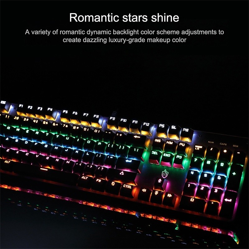 MSEZ HJK910-10 104-keys Dual-color Keycap Colorful Backlit Wired Mechanical Gaming Keyboard, Support Autonomous Shaft Change, Cable Length: 16cm