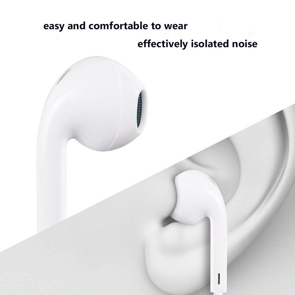 (In-Ear) with Remote and Microphone compatible with iPhone, iPad, iPod-Stereo Sound - 2 Pack Value Bundle-White