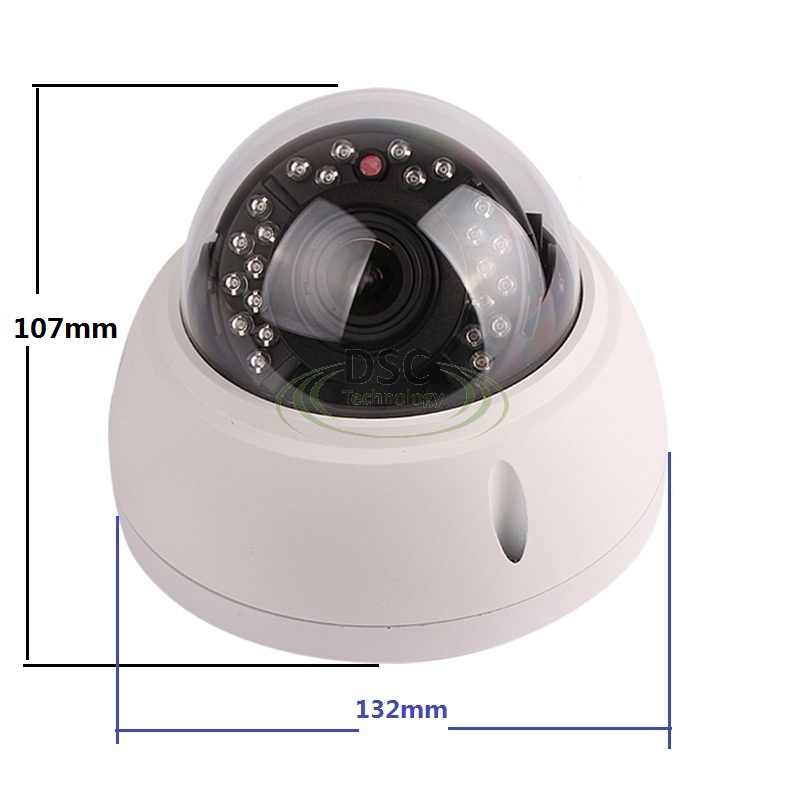 2MP Megapixel 1080P HD PoE Outdoor Infrared Night Vision 30M with 2.8-12mm Manual Zoom Lens IP Dome Network Security Surveillance CCTV Camera + Wall mount bracket