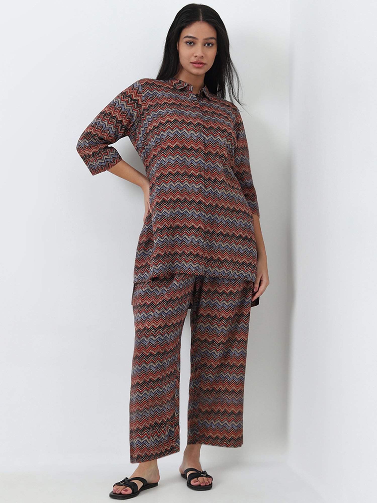 Diza by Westside Multicolour Chevron Printed A-Line Tunic