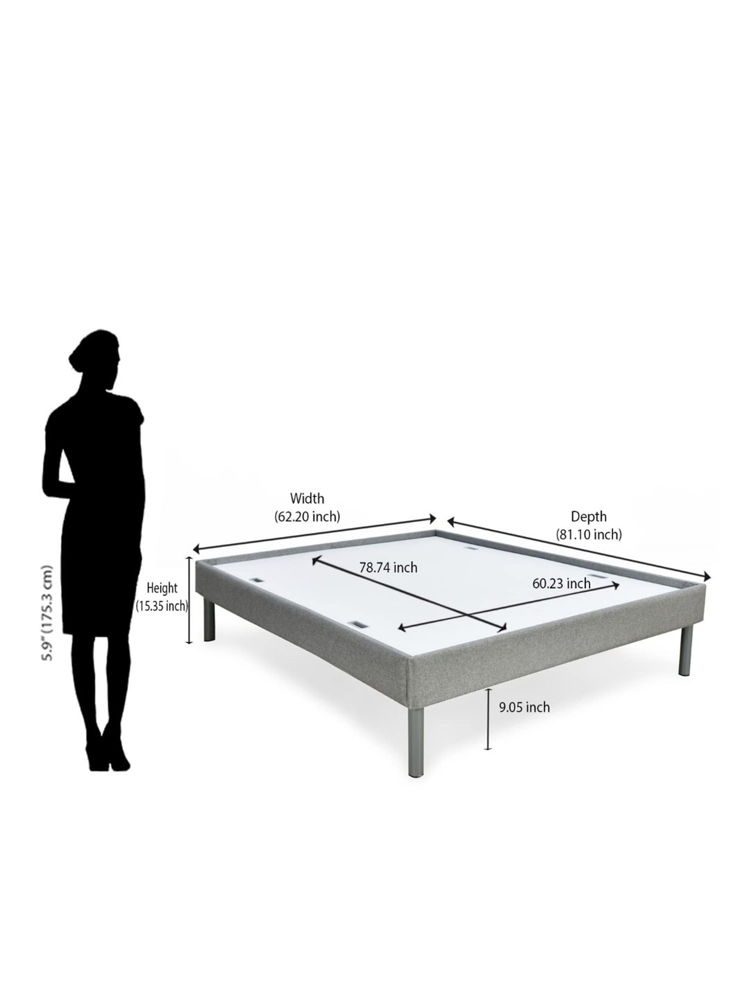 Doctor Dreams by Nilkamal Grey Wood Queen Velvette Bed