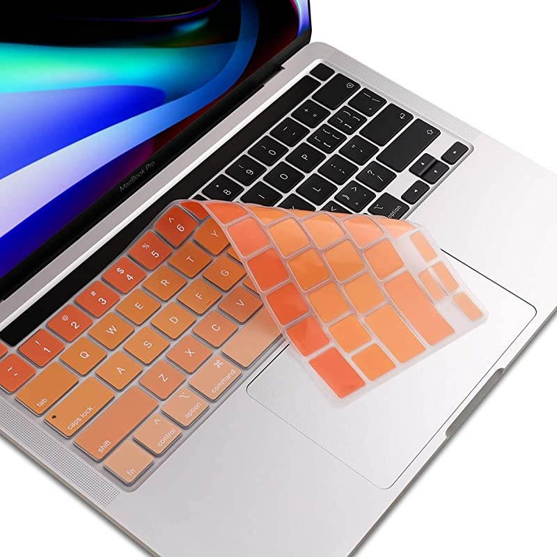Keyboard Cover Compatible with MacBook Pro 16 inch 2019 2020 A2141 Newest MacBook Pro 13 2020 M1 A2338A2289A2251 Model Waterproof DustProof Protective Keyboard Skin Gradient Orange