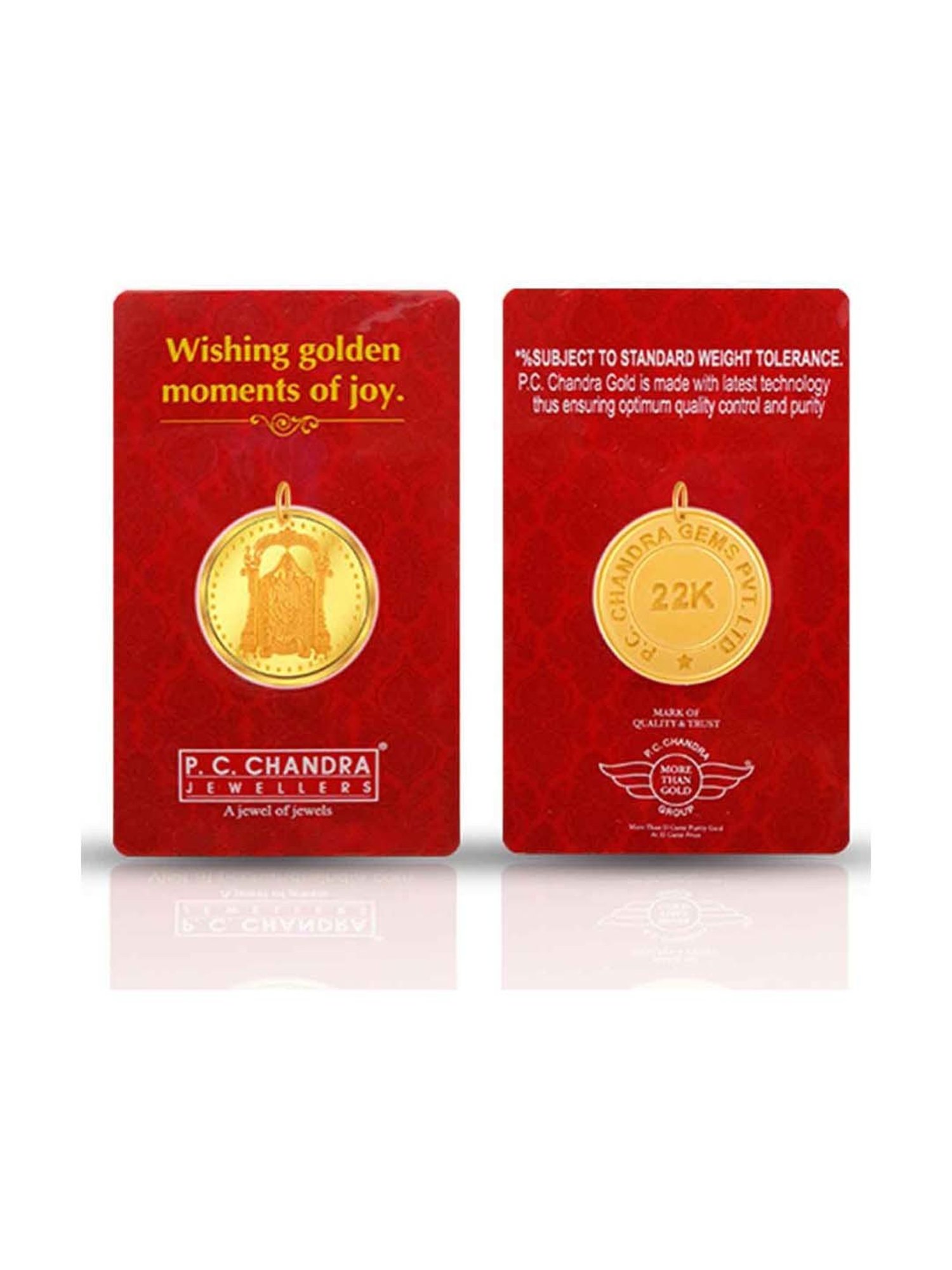 P.C. Chandra Jewellers 22k (916) 10gm Yellow Gold Balaji Coin Pendant