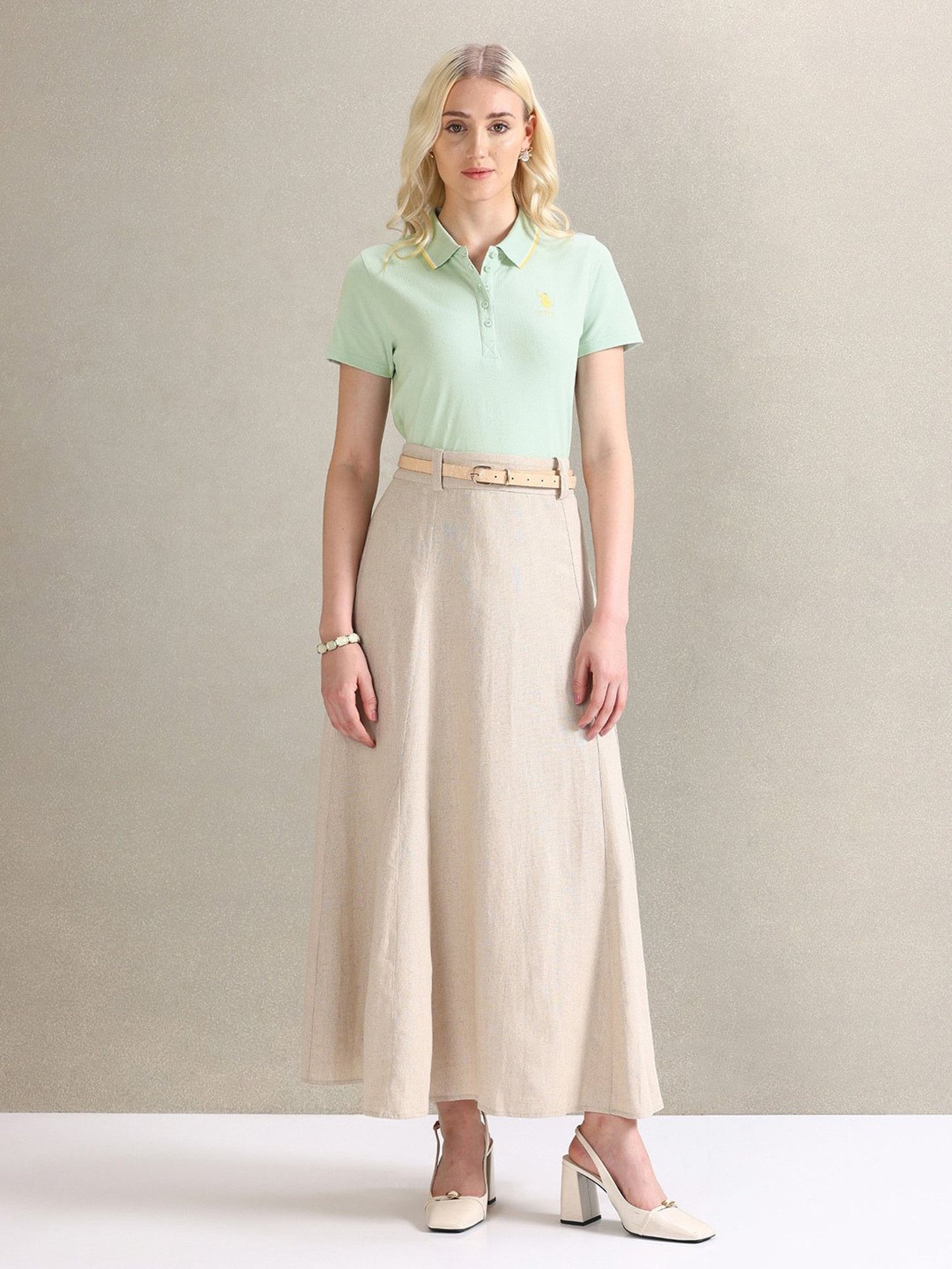 U.S. Polo Assn. Mint Green Logo Print Polo T-Shirt