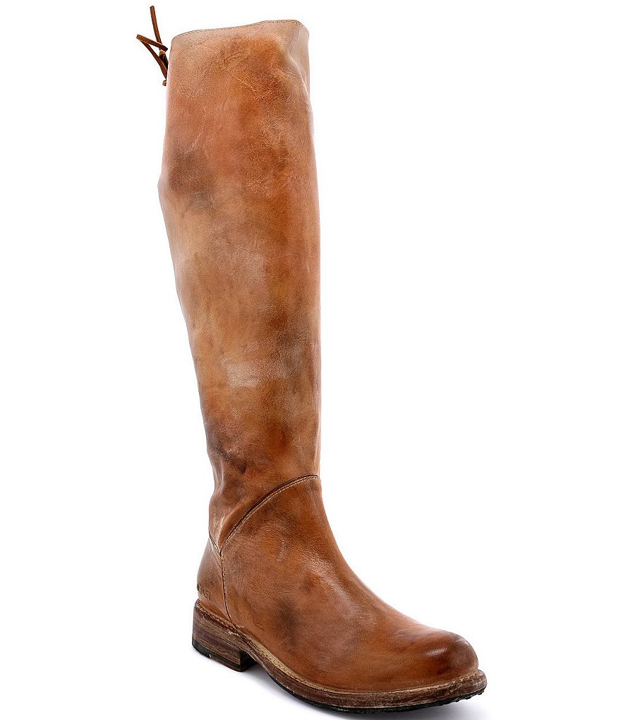 Bed Stu Manchester Tall Leather Wide Calf Block Heel Riding Boots