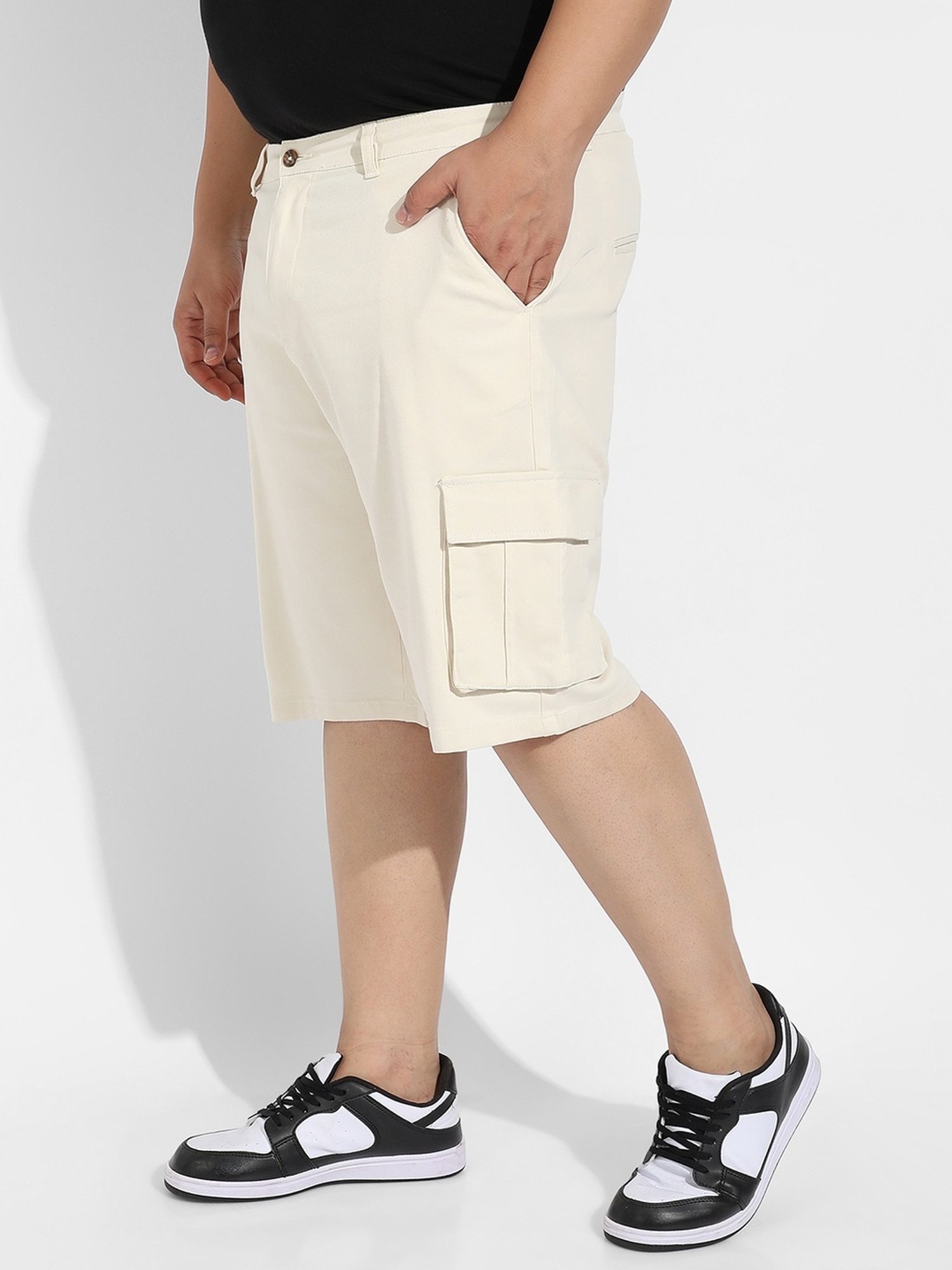 Instafab Plus Yellow Regular fit Plus Size Cargo Shorts