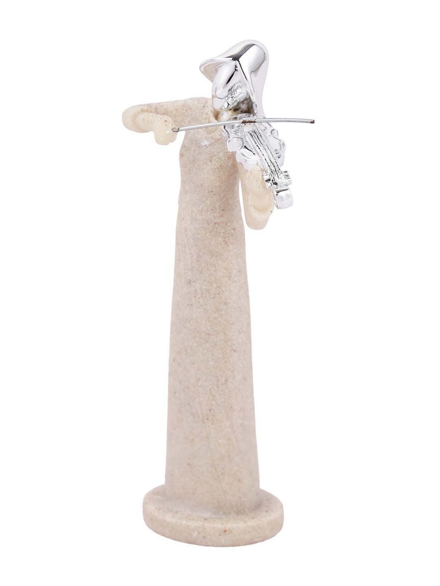 TAYHAA Beige & Silver Resin Musician Lady Showpiece - Set of 1