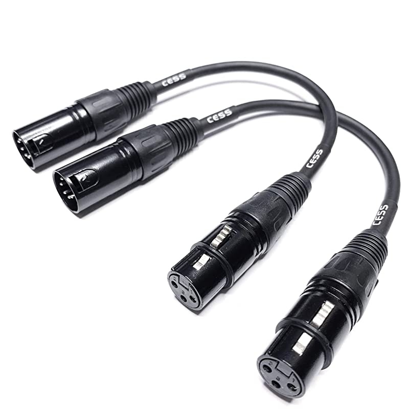 XLR 5-Pin Male to 3-Pin Female Cable - XLR5M to XLR3F - 2 Pack