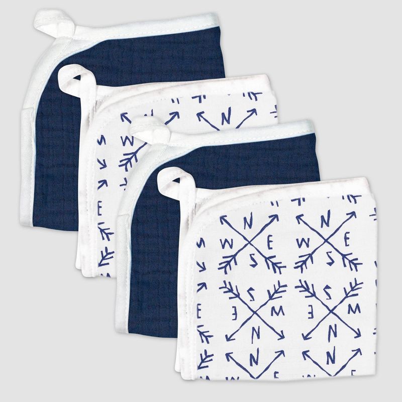 Honest Baby Boys' 4pk Organic Cotton Compass Washcloth