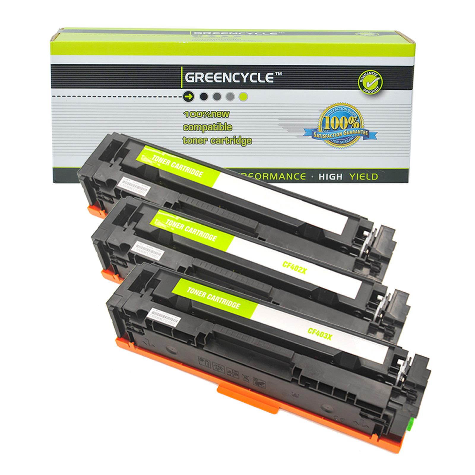 GREENCYCLE CF401X CF402X CF403X 201X Cyan Yellow Magenta Toner Cartridge Set Compatible for HP Color Laser Printer- 3 Pack
