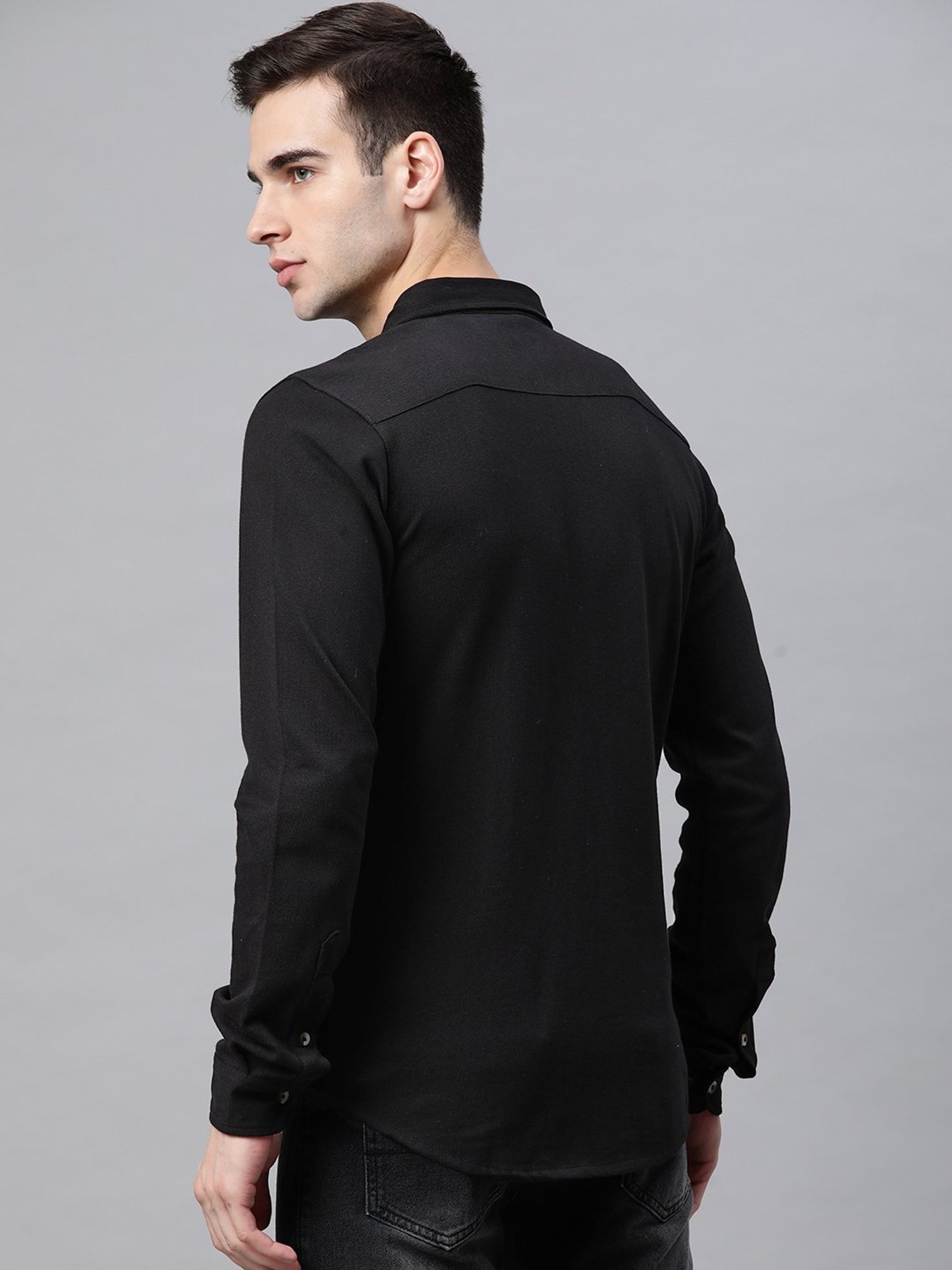 Manq Black Slim Fit Shirt