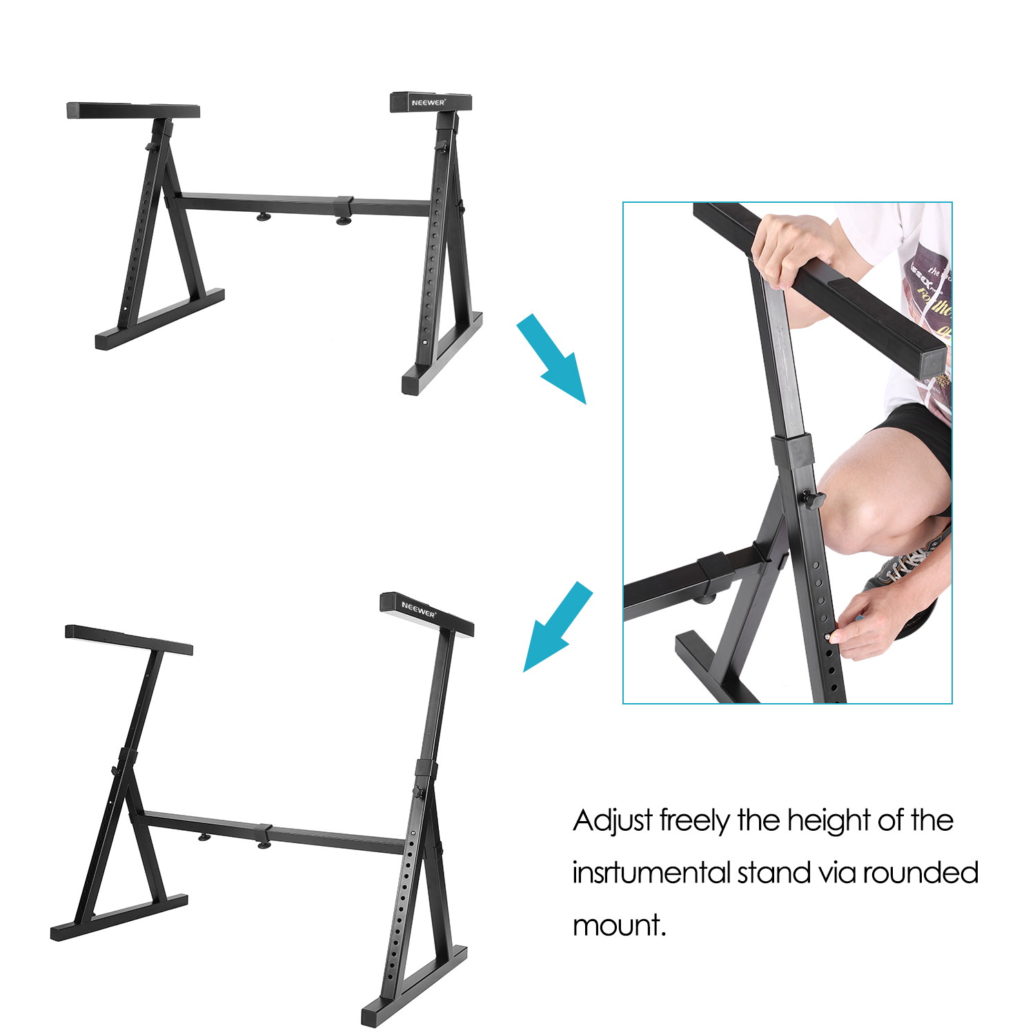 Neewer&reg; Heavy Duty Z-Style Keyboard Stand with 23.2-35.4"/59-90cm Adjustable Height and 24.6-40.9"/62.6-104cm Adjustable Width
