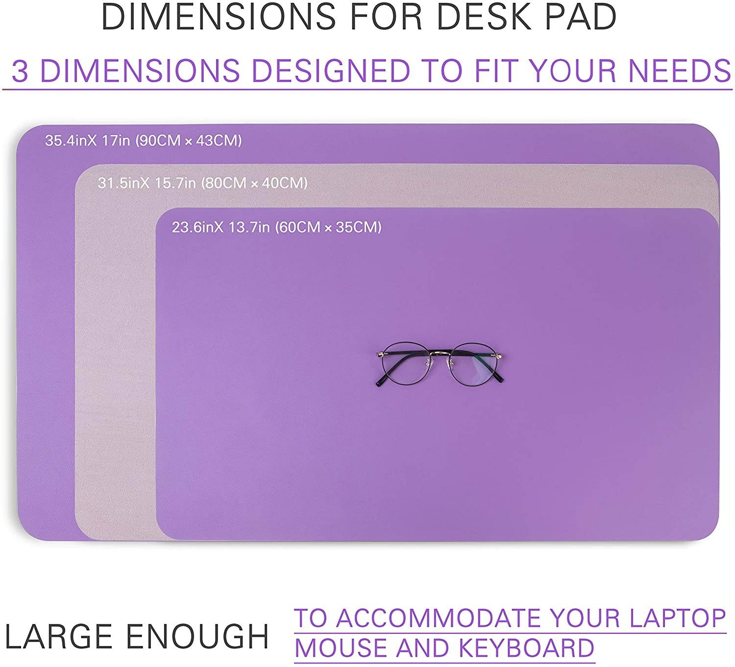 Non-Slip Desk Pad Waterproof PVC Leather Desk Table Protector Ultra Thin Large Mouse Pad Easy Clean Laptop Desk Writing Mat for Office Work/Home/Decor (Purple 23.6 x 13.7)