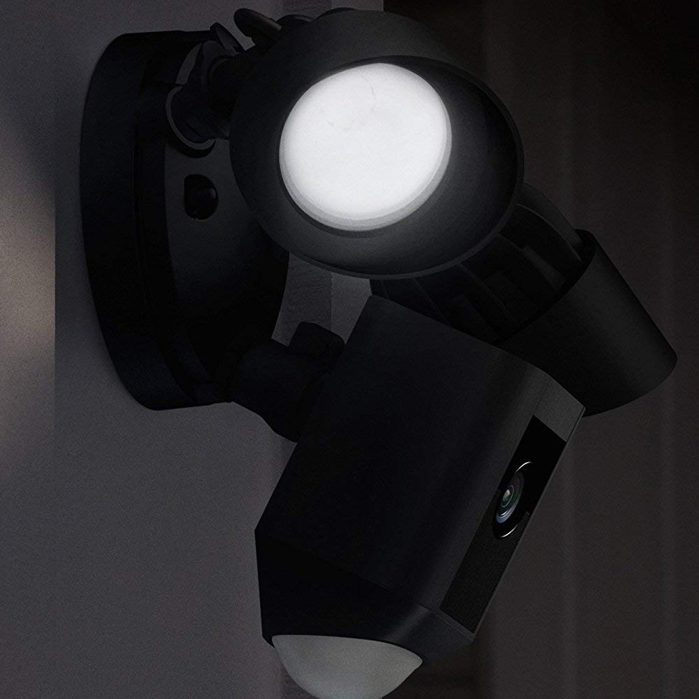 Ring Floodlight Camera Motion-Activated HD Security Cam Two-Way Talk and Siren Alarm - Black