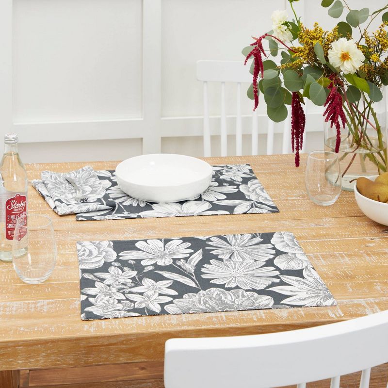 4pk Cotton Linear Floral Placemats - Town & Country Living