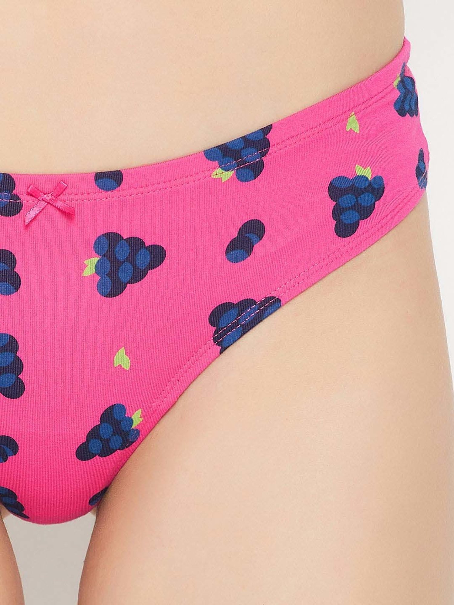 Clovia Purple & Pink Cotton Printed Hipster Panty - Pack Of 3
