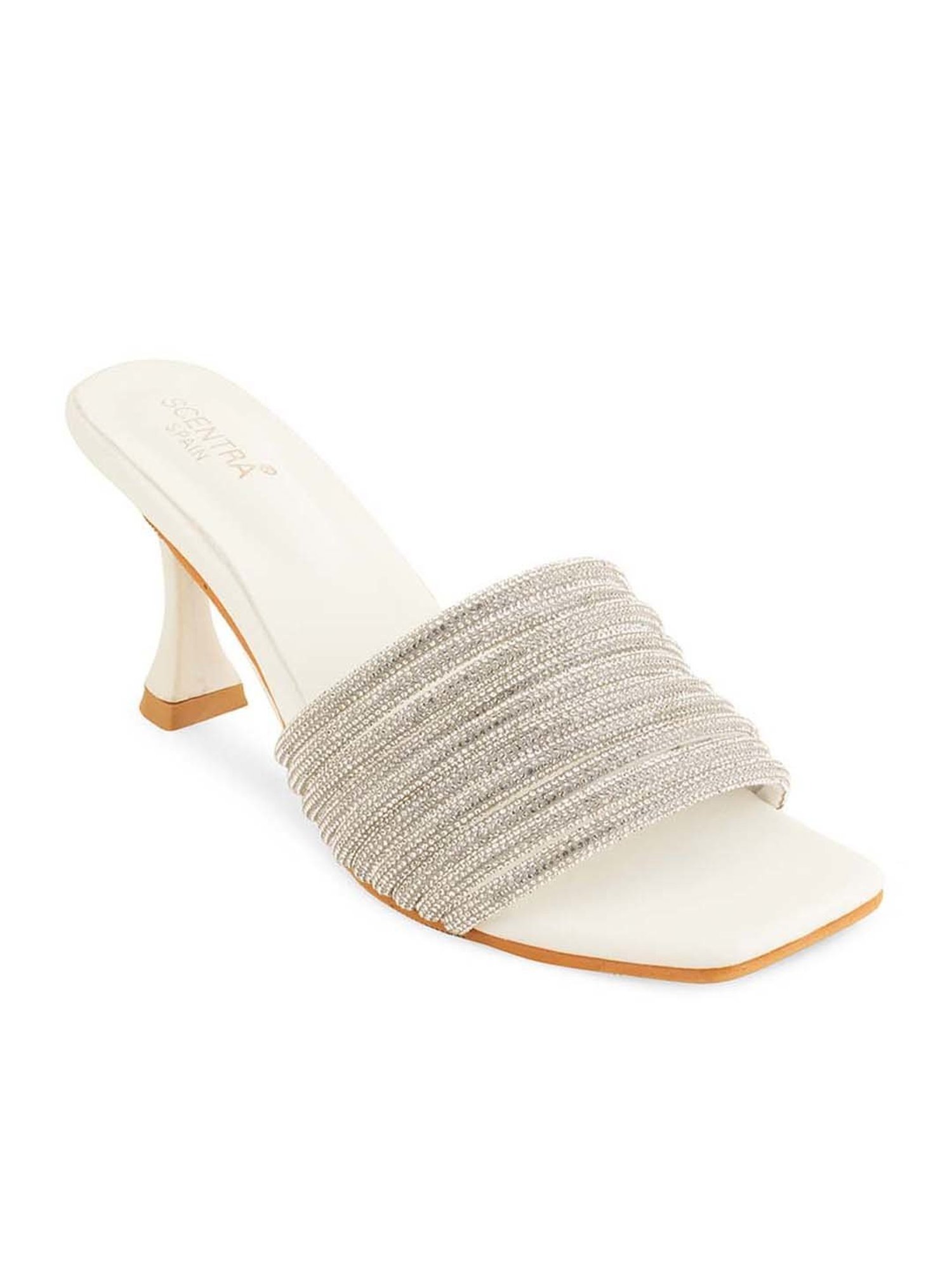 Scentra Women's White Casual Sandals