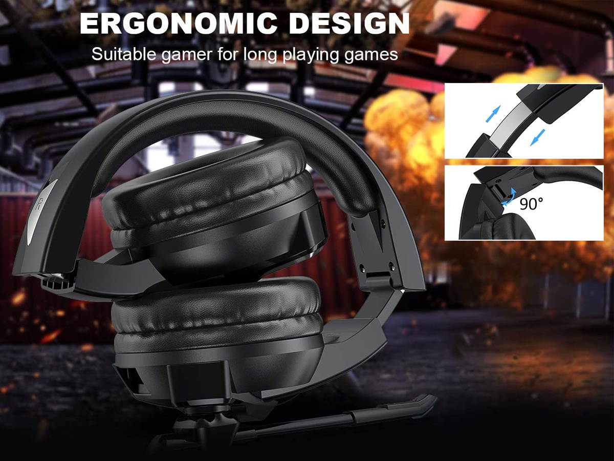 DQQ Gaming Headset for PS5, Gamer Headphones with Noise Canceling Microphone & LED Light,Stereo Game Sound Compatible with PSP/PS4/Laptop/PC/IOS/ANDROID