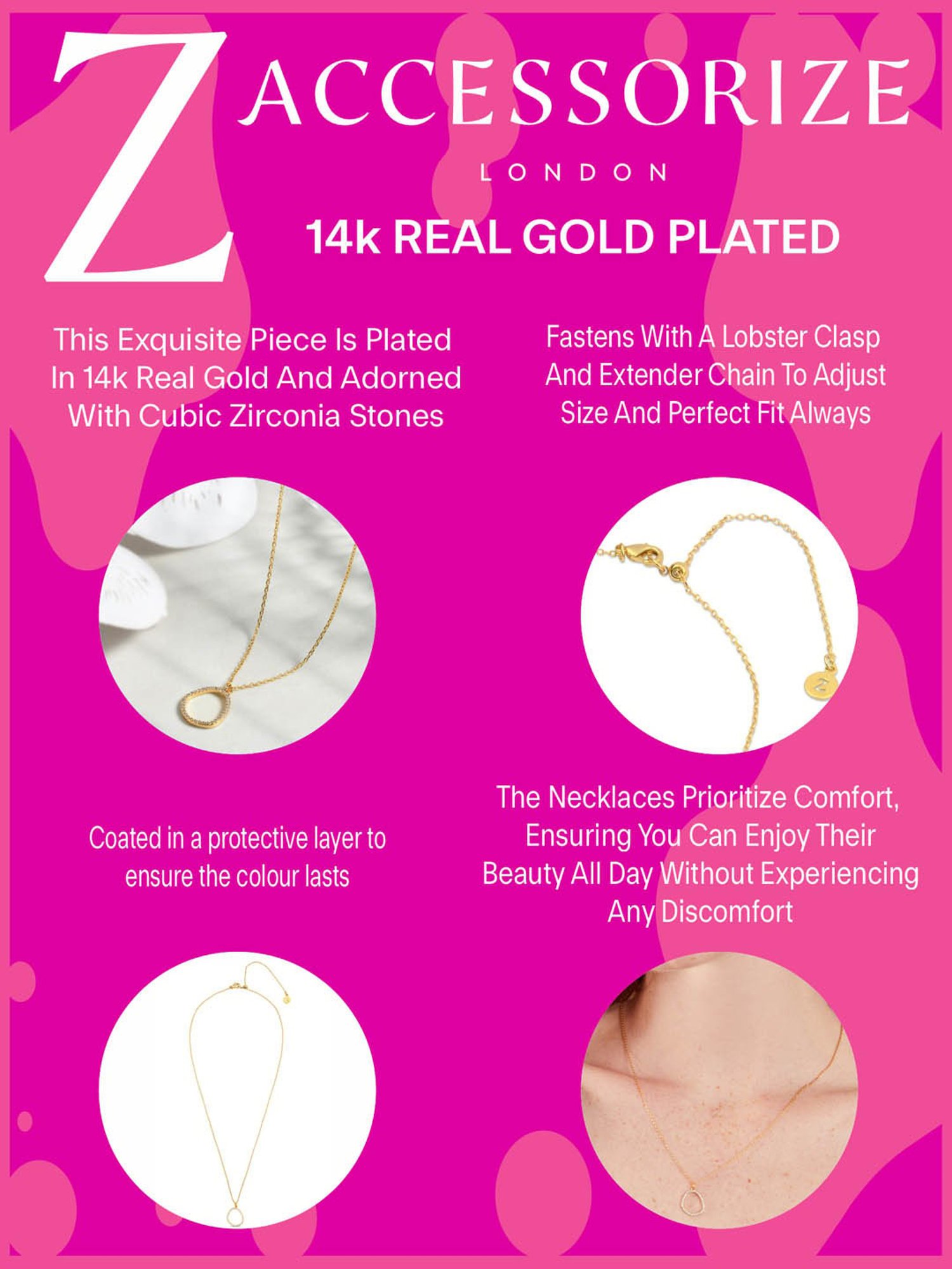 Accessorize London Z Real Gold-plated CZ Sparkle Pendant Necklace for Women