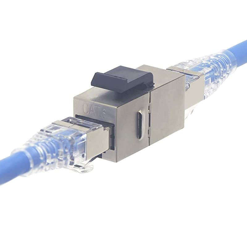RJ45 Cat6 Shielded inline Coupler 25Pack Cat 6 Female to Female Keystone Jack 8P8C Cat5e Modular Connector with Keystone Latch