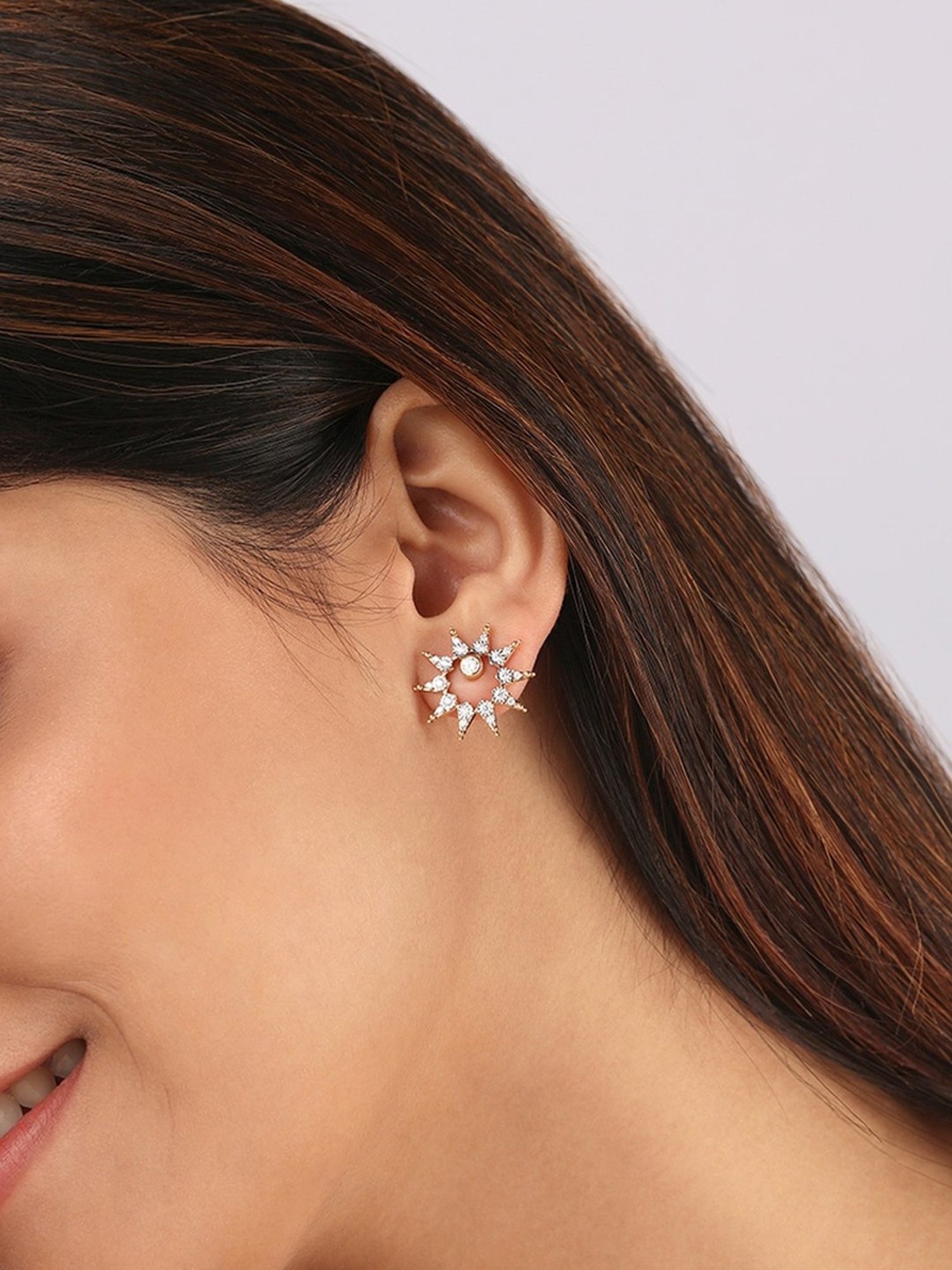 Mia by Tanishq Guiding Light 14k Gold & North Star Diamond Stud Earrings