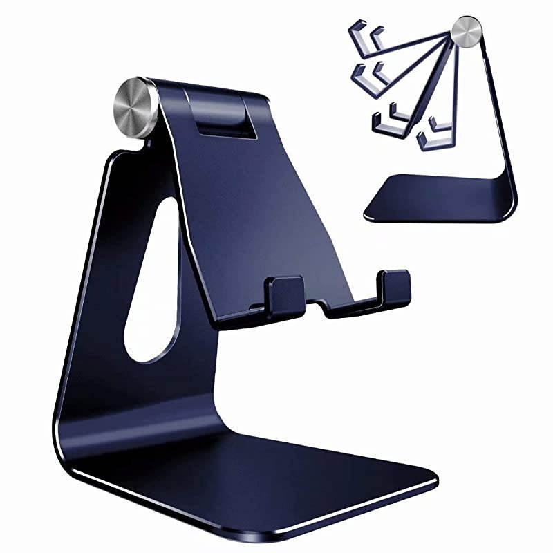 Adjustable Cell Phone Stand,  Phone Stand, Cradle, Dock, Holder, Aluminum Desktop Stand Compatible with iPhone Xs Max Xr 8 7 6 6s Plus 5s Charging, Accessories Desk,All Smart Phone-Navy Blue