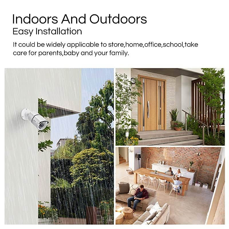 5MP 2K Home Security Camera System Outdoor Indoor, H.265+ 8 Channel CCTV DVR with Hard Drive 2TB and 4 x 2K(5MP) Weatherproof Surveillance Bullet Cameras with 120ft Night Vision, 110&deg; View Angle