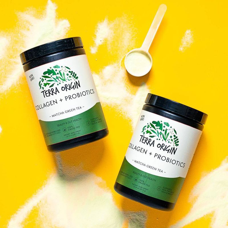 Terra Origin Probiotic Collagen Powder Peptides Matcha Green Tea - 10.14oz