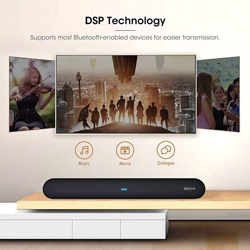 bar Bestisan bar TV bar Wired and Wireless Bluetooth Audio Speakers28 Inches 4 Drivers Bluetooth 50 Version Optical Cable Included Bass Adjustable