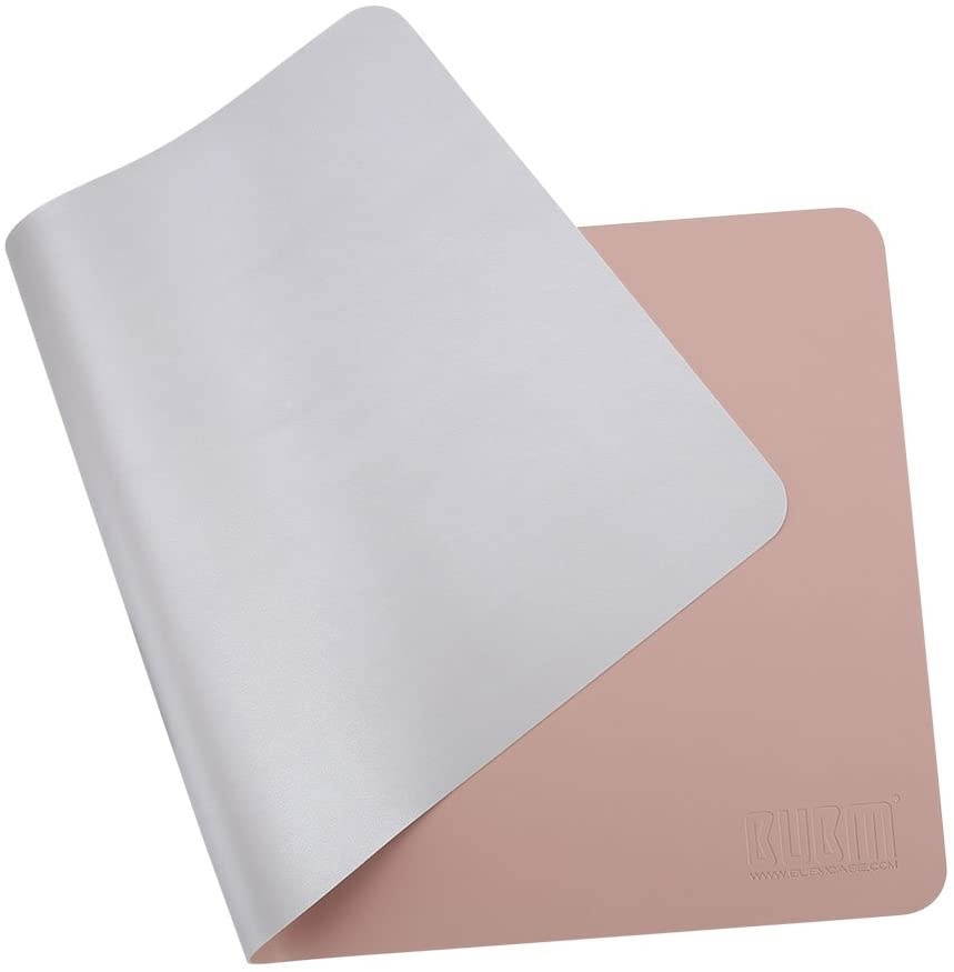 BUBM PU Leather Mouse Pad Mat Waterproof, Perfect Desk Writing Mat for Office and Home,Ultra Thin 2mm - 31.5"x15.8" (Pink)