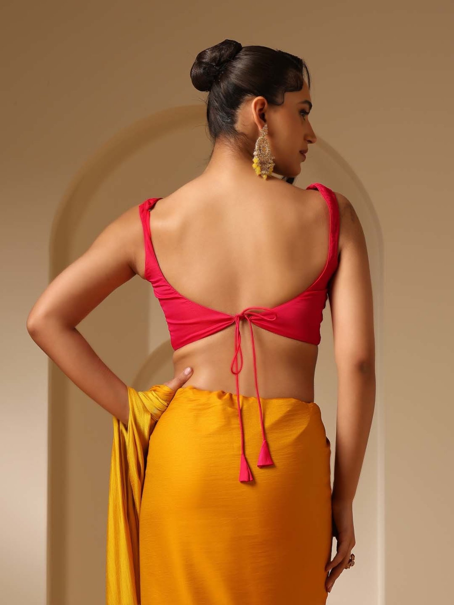 Swtantra Fuchsia Pink Satin Plain Blouse